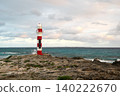 Sunrise and a red lighthouse 140222670