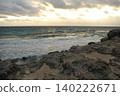 Morning on the Caribbean Sea shoreline in a resort town in Cancun, Mexico. 140222671