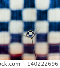 The dandelion fluff and dewdrops stand out beautifully against the checkered background. 140222696
