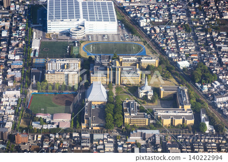 青山學院大學相模原校區的鳥瞰圖 青山學院大學相模原校區的鳥瞰圖 140222994