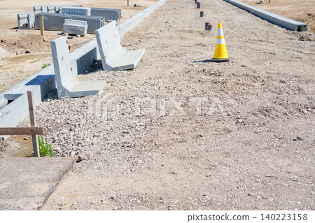 Construction sites for road and residential land development and infrastructure improvement. Construction sites for road and residential land development and infrastructure improvement. 140223158