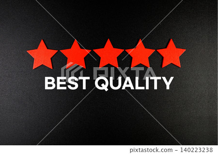 Best Quality text with five star on black background Best Quality text with five star on black background 140223238