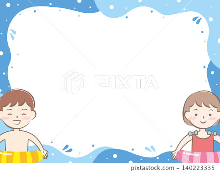 孩子們穿著泳衣在海裡游泳的畫面 孩子們穿著泳衣在海裡游泳的畫面 140223335