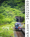 A local train stopped at an unmanned station. 140223369