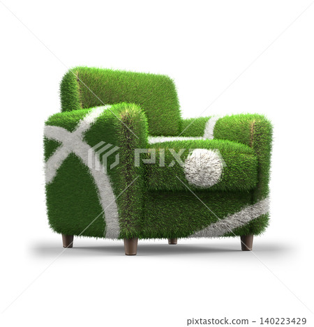 3D Rendered Armchair with Football Field Design on white background 3D Rendered Armchair with Football Field Design on white background 140223429