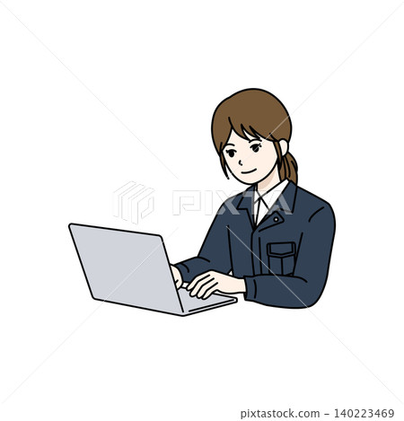 Female worker, computer operation, data entry, transportation industry, delivery industry, security, mechanic, building maintenance, illustration Female worker, computer operation, data entry, transportation industry, delivery industry, security, mechanic, building maintenance, illustration 140223469