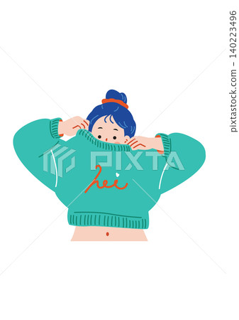 Illustration of a cute girl wearing clothes Illustration of a cute girl wearing clothes 140223496