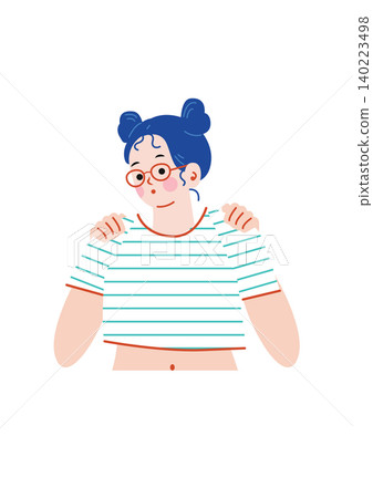 一幅可愛女孩試穿衣服的插圖 一幅可愛女孩試穿衣服的插圖 140223498