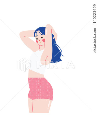 Illustration of a girl doing body care. Illustration of a girl doing body care. 140223499