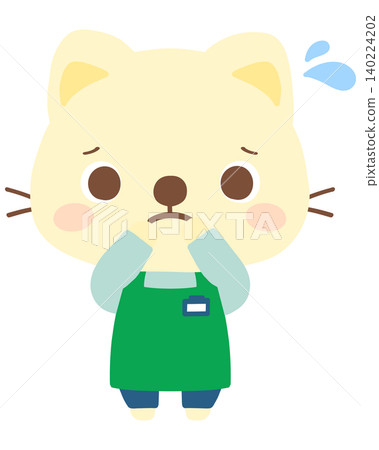 貓店員工穿著圍裙(神情憂慮)的插圖 - 工作 - 動物 貓店員工穿著圍裙(神情憂慮)的插圖 - 工作 - 動物 140224202