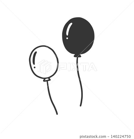 Black and white illustration of a balloon Black and white illustration of a balloon 140224750