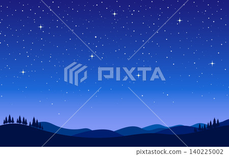星空與山脈的夜景插圖 | 星空、山脈、夜空、森林 星空與山脈的夜景插圖 | 星空、山脈、夜空、森林 140225002