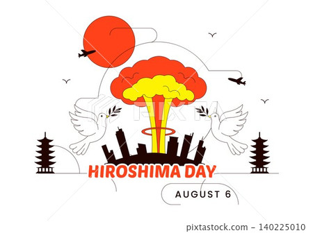 Hiroshima Day Vector Illustration Featuring Peace Dove, Nuclear Remembrance, Atomic Bomb Memorial, Peace Advocacy, and August 6 Commemoration Hiroshima Day Vector Illustration Featuring Peace Dove, Nuclear Remembrance, Atomic Bomb Memorial, Peace Advocacy, and August 6 Commemoration 140225010