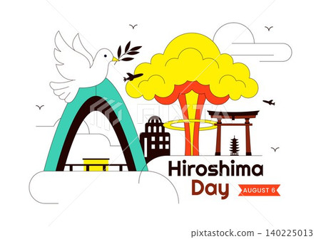 Hiroshima Day Vector Illustration Featuring Peace Dove, Nuclear Remembrance, Atomic Bomb Memorial, Peace Advocacy, and August 6 Commemoration Hiroshima Day Vector Illustration Featuring Peace Dove, Nuclear Remembrance, Atomic Bomb Memorial, Peace Advocacy, and August 6 Commemoration 140225013