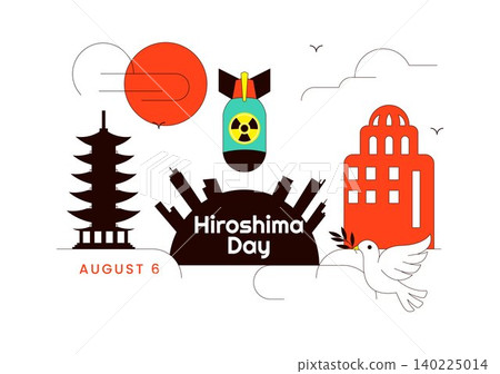 Hiroshima Day Vector Illustration Featuring Peace Dove, Nuclear Remembrance, Atomic Bomb Memorial, Peace Advocacy, and August 6 Commemoration Hiroshima Day Vector Illustration Featuring Peace Dove, Nuclear Remembrance, Atomic Bomb Memorial, Peace Advocacy, and August 6 Commemoration 140225014