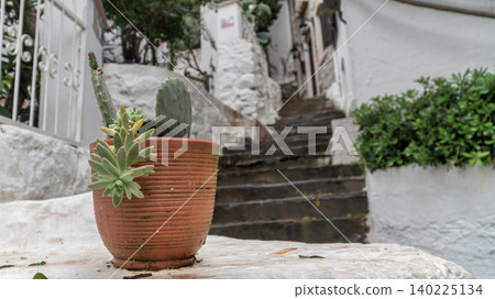 Historic narrow cobblestone alley in Marmaris Old Town, featuring traditional white-washed houses Historic narrow cobblestone alley in Marmaris Old Town, featuring traditional white-washed houses 140225134