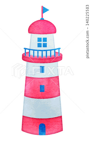 Lighthouse illustration, hand-painted watercolor. Lighthouse illustration, hand-painted watercolor. 140225583