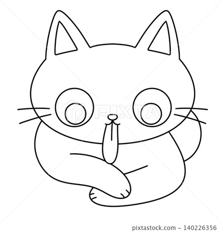 Cute cartoon cat with big eyes and playful expression Cute cartoon cat with big eyes and playful expression 140226356
