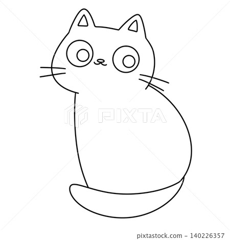 Simple cartoon cat with big eyes and whiskers Simple cartoon cat with big eyes and whiskers 140226357