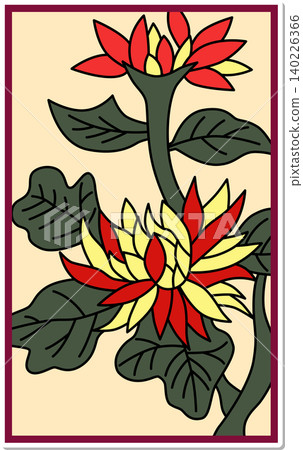 Sticker-style Hanafuda icon: Chrysanthemum with Kasu Sticker-style Hanafuda icon: Chrysanthemum with Kasu 140226366