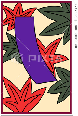 Sticker-style Hanafuda icon: Autumn leaves with blue strips Sticker-style Hanafuda icon: Autumn leaves with blue strips 140226368