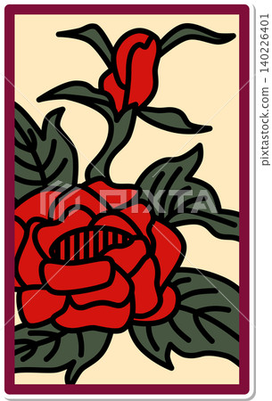 Sticker-style Hanafuda icon: Peony and Kasu Sticker-style Hanafuda icon: Peony and Kasu 140226401