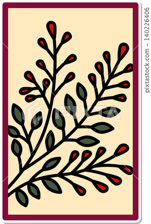 Sticker-style Hanafuda icon: Hagi (bush clover) and Kasu (duck). Sticker-style Hanafuda icon: Hagi (bush clover) and Kasu (duck). 140226406