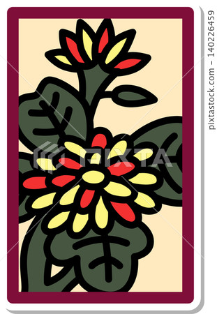 Sticker-style Hanafuda icon: Chrysanthemum with Kasu Sticker-style Hanafuda icon: Chrysanthemum with Kasu 140226459