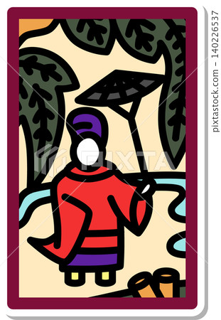 Sticker-style Hanafuda icon: Tochigi and Ono no Komachi Sticker-style Hanafuda icon: Tochigi and Ono no Komachi 140226537