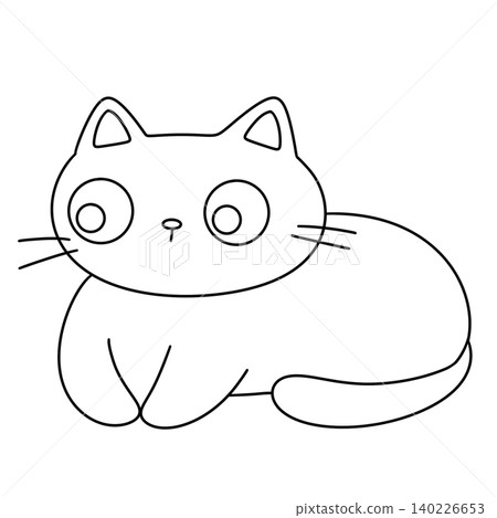 Simple black outline cat drawing Simple black outline cat drawing 140226653