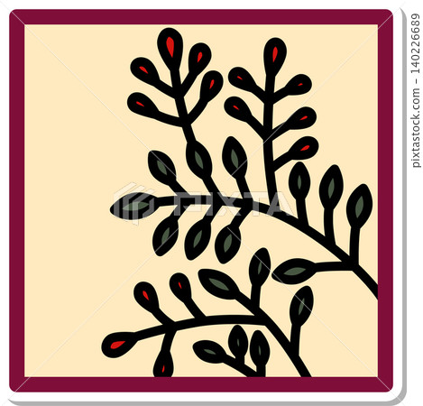 Sticker-style square Hanafuda icon: Hagi (bush clover) and Kasu (dregs) Sticker-style square Hanafuda icon: Hagi (bush clover) and Kasu (dregs) 140226689