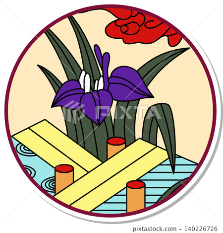 貼紙風格的圓形花紮圖示:Iris 和 Yatsuhashi 貼紙風格的圓形花紮圖示:Iris 和 Yatsuhashi 140226726