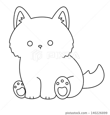 Cute cartoon fox sits upright with soft, rounded features Cute cartoon fox sits upright with soft, rounded features 140226899