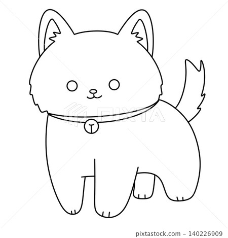 Cute cartoon cat with round eyes and fluffy ears Cute cartoon cat with round eyes and fluffy ears 140226909