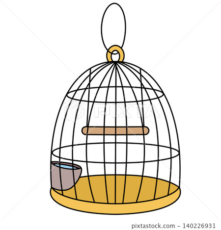 Simple birdcage with round base and metal bars 140226931