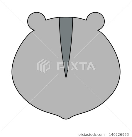 Gray cartoon bear face with simple, friendly expression 140226933