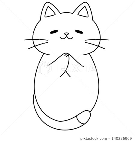 Simple line drawing of a cartoon cat Simple line drawing of a cartoon cat 140226969