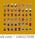 Sticker-style mini Hanafuda illustration icon set 140227096