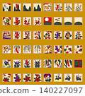 Sticker-style square Hanafuda illustration icon set 140227097