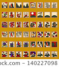 Sticker-style square simple Hanafuda illustration icon set 140227098