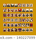 Sticker-style square mini Hanafuda illustration icon set 140227099