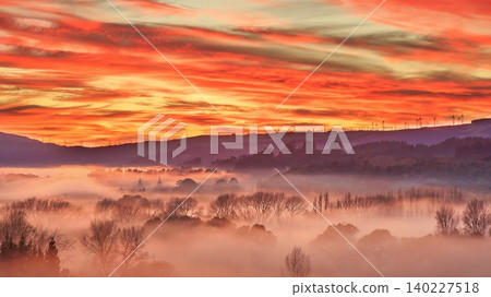 Wonderful Morning mist Landscape in The Manawatu New Zealand Wonderful Morning mist Landscape in The Manawatu New Zealand 140227518