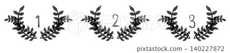 Ranking set drawn with soft markers: Laurel tree and multiple branches design, monochrome 4 Ranking set drawn with soft markers: Laurel tree and multiple branches design, monochrome 4 140227872