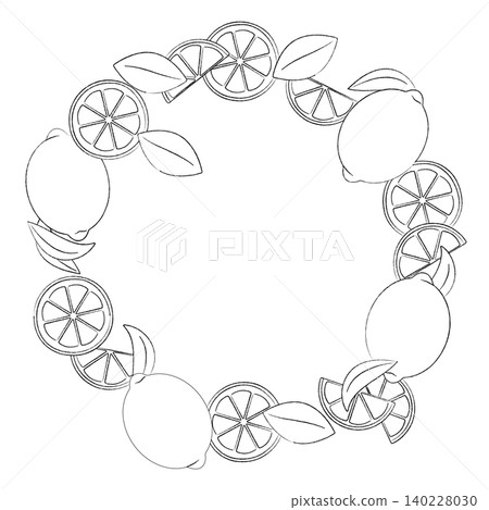 黑白檸檬插畫邊框 黑白檸檬插畫邊框 140228030