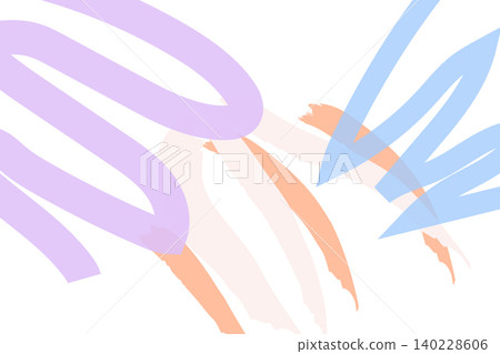 Abstract Tropical Leaf Background with Pastel Brush Strokes and Modern Botanical Design 140228606