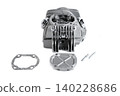 Motorcycle engine cylinder head rebuild kit with valve cover gasket and studs set. 140228686