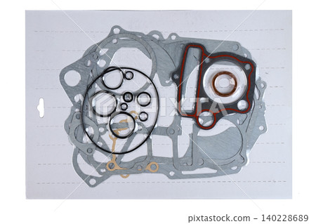 Motorcycle engine complete gasket kit set with rubber o-rings in vacuum packaging. Motorcycle engine complete gasket kit set with rubber o-rings in vacuum packaging. 140228689