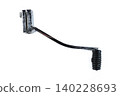 Motorcycle steel gear shift lever assembly with rubber toe peg on white top view. 140228693