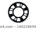 Motorcycle rear drive chain sprocket wheel with weight reduction cutouts top view. 140228694