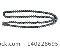 Motorcycle engine steel roller timing drive chain replacement hardware loop top view. 140228695